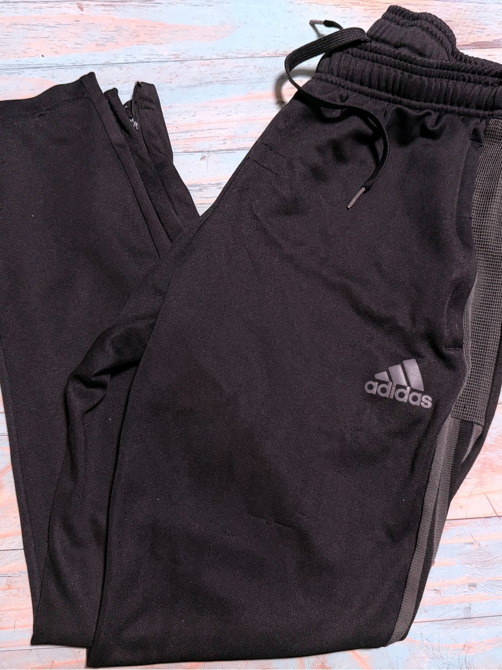 adidas Black Track Pants with Gray Side Panel